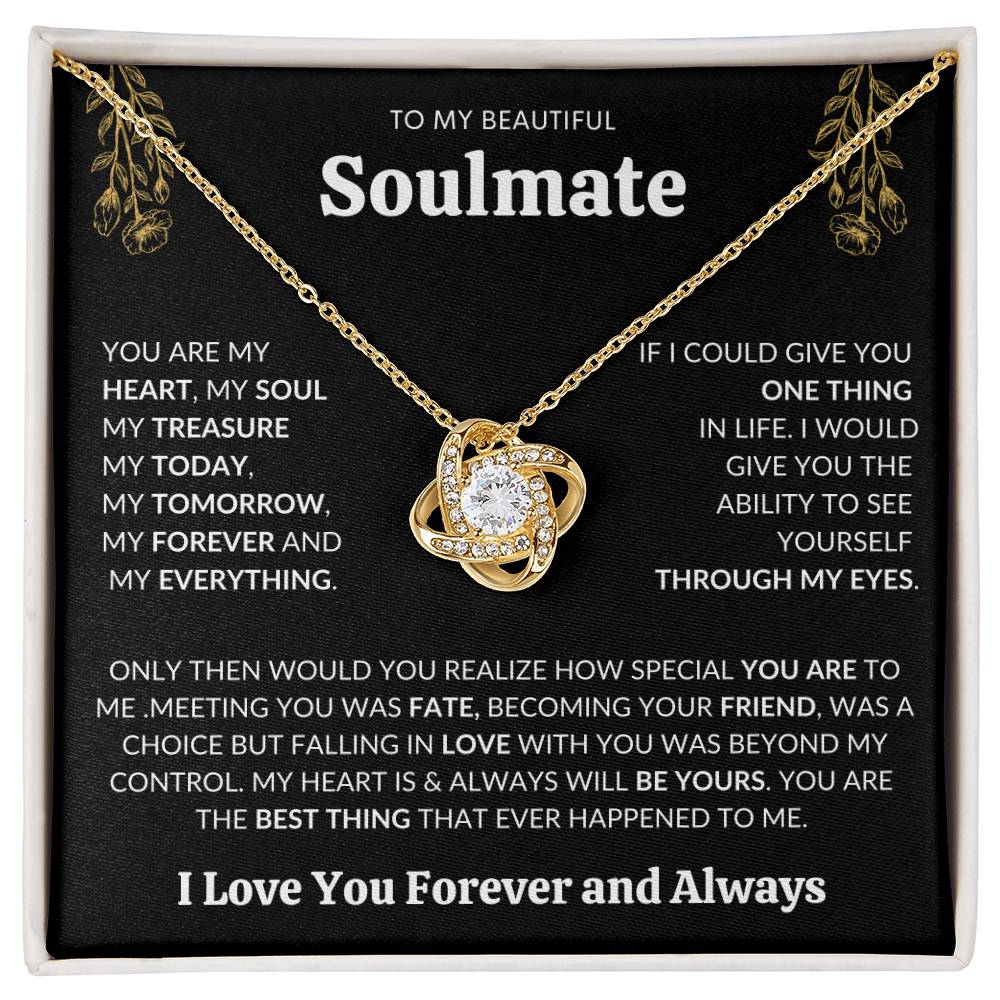 To My Beautiful Soulmate | I Love You, Forever & Always - Love Knot Necklace