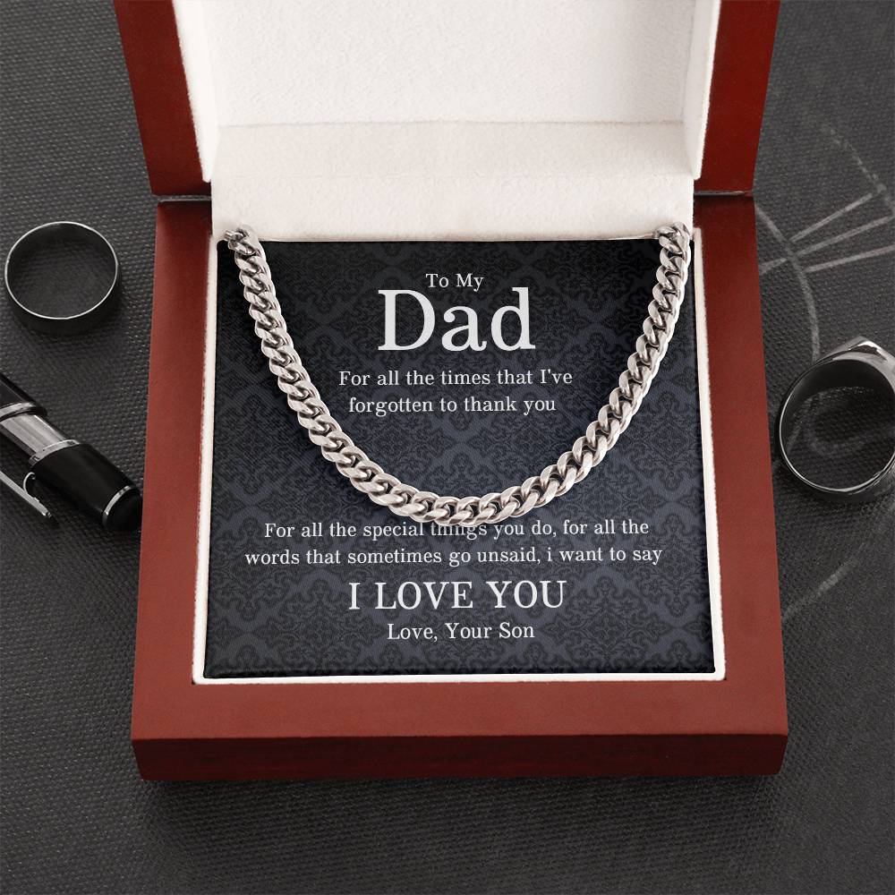 To My Dad | I Love You - Cuban Link Chain