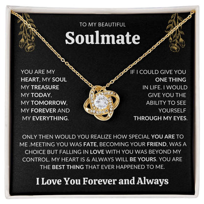 To My Beautiful Soulmate | I Love You, Forever & Always - Love Knot Necklace