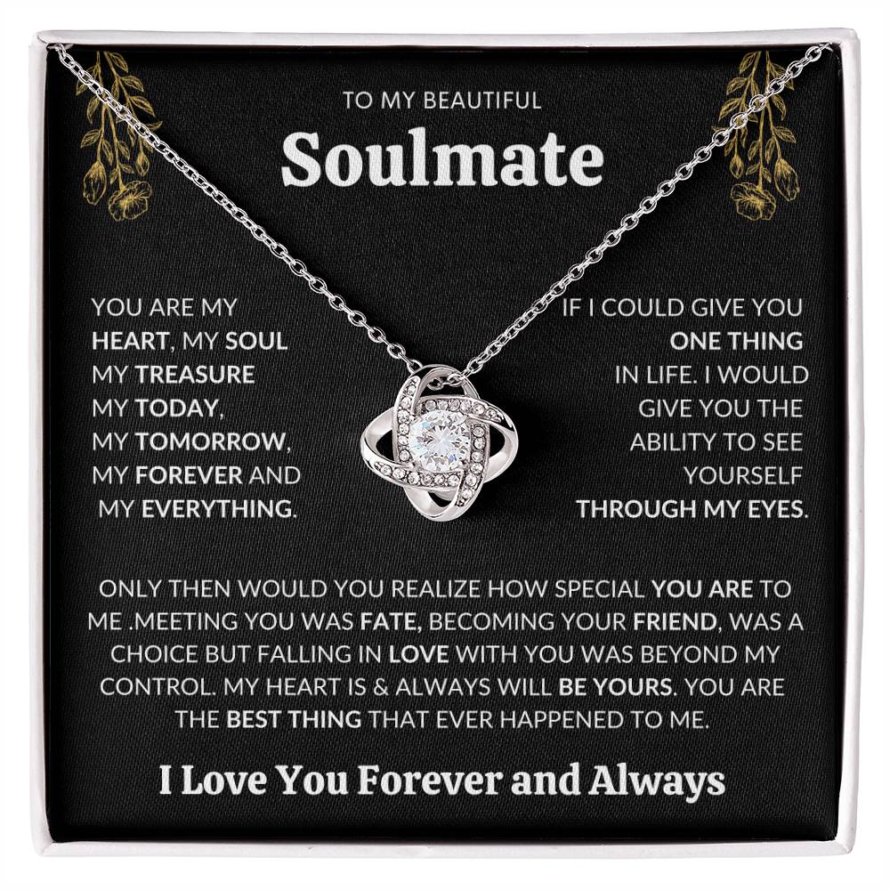 To My Beautiful Soulmate | I Love You, Forever & Always - Love Knot Necklace