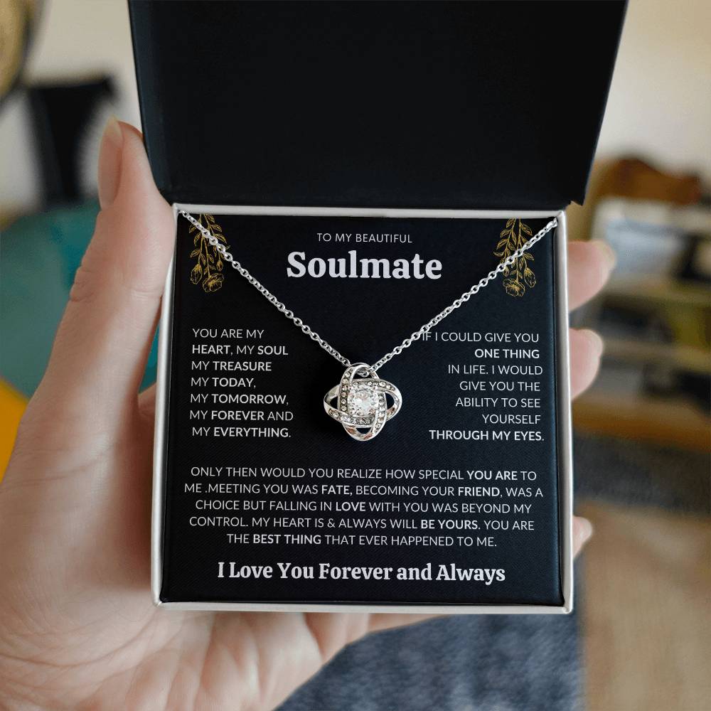 To My Beautiful Soulmate | I Love You, Forever & Always - Love Knot Necklace