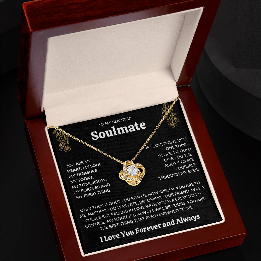 To My Beautiful Soulmate | I Love You, Forever & Always - Love Knot Necklace